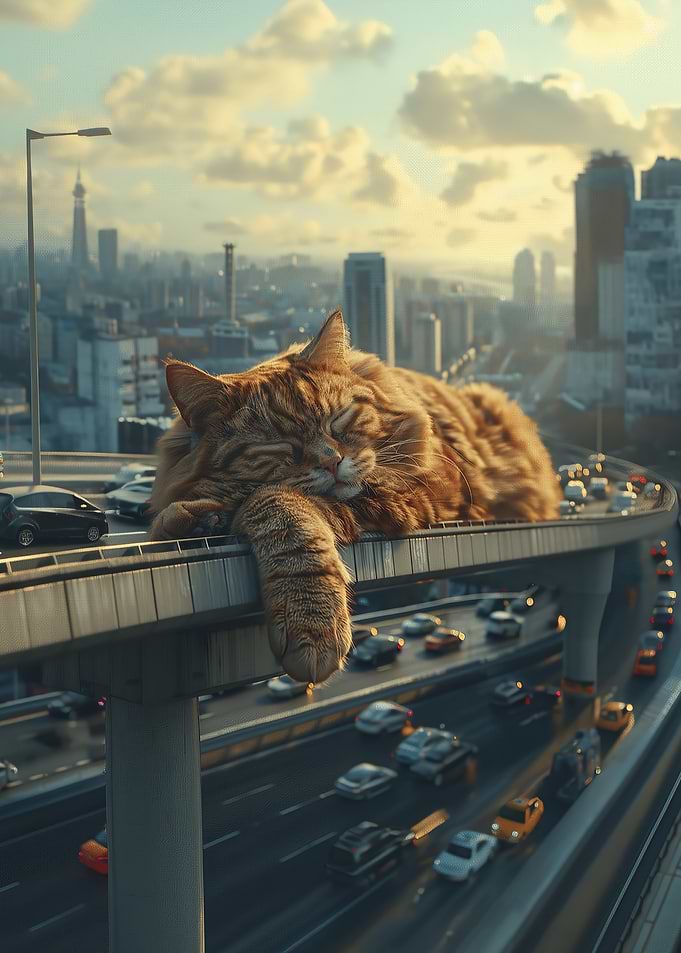 Giant Cat City Nap