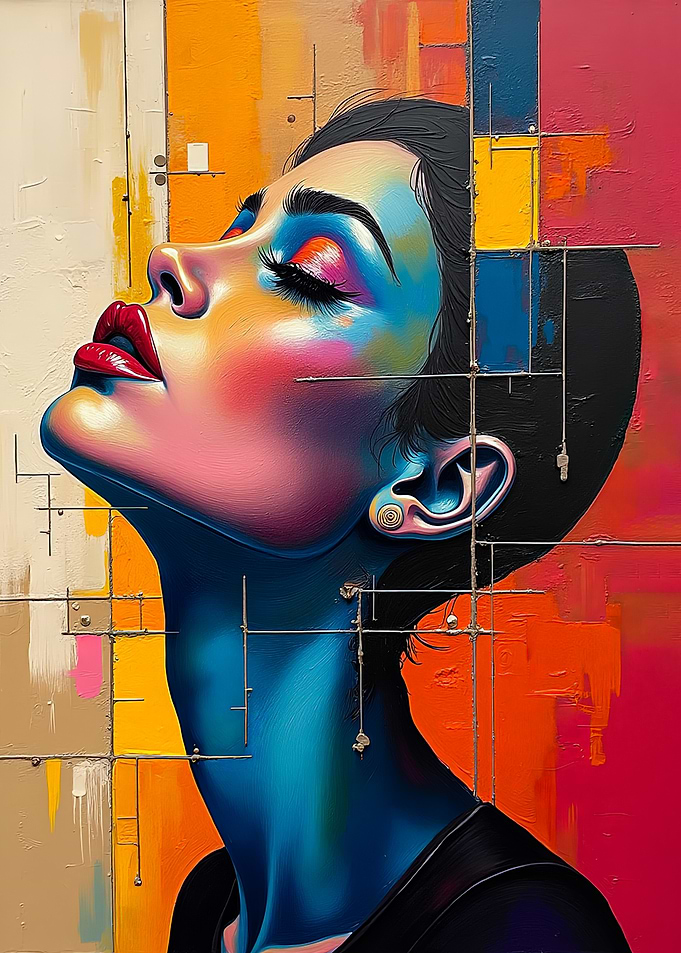 Abstract Women Portrait Oil Painting