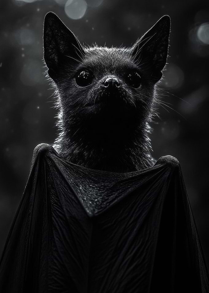 Dark Bat Silhouette - Nocturnal Creature with Wide Wings