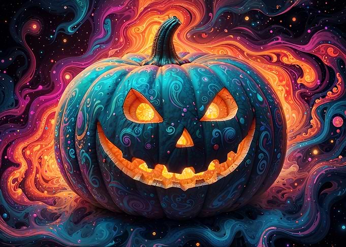 Spooky psychedelic Halloween Pumpkin