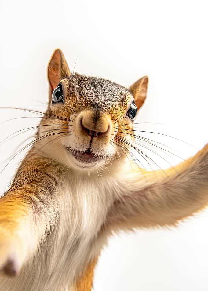 Quirky Squirrel Taking Selfie - Cute Wall Art