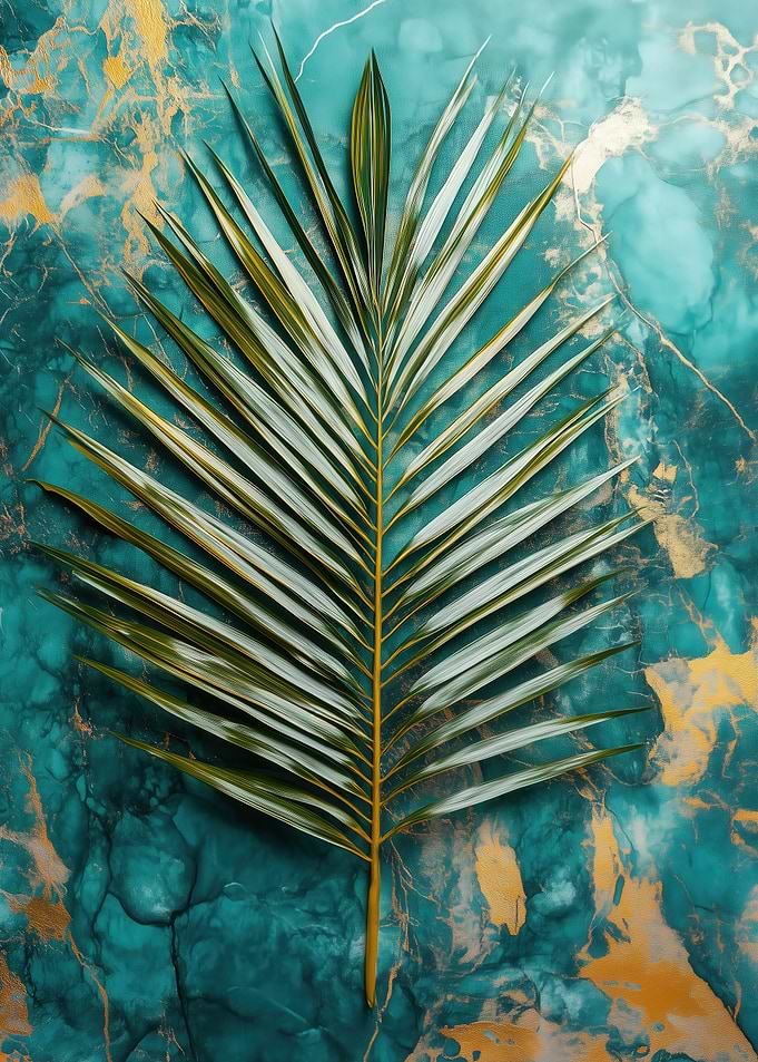 Palm Leaf Teal Marble