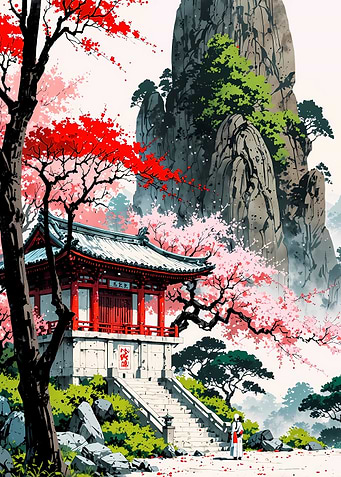 Japanese Temple in Spring