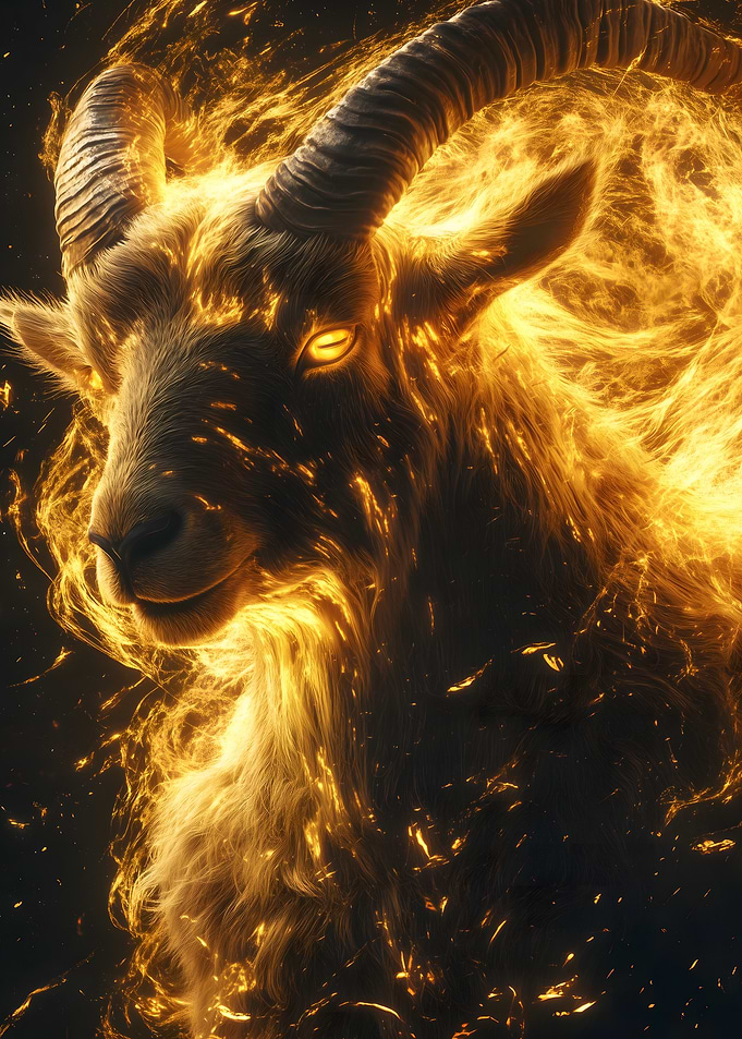 Fiery Goat Aura golden
