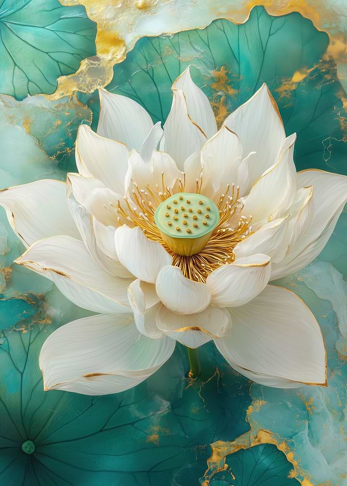 White Lotus Flower Kintsug
