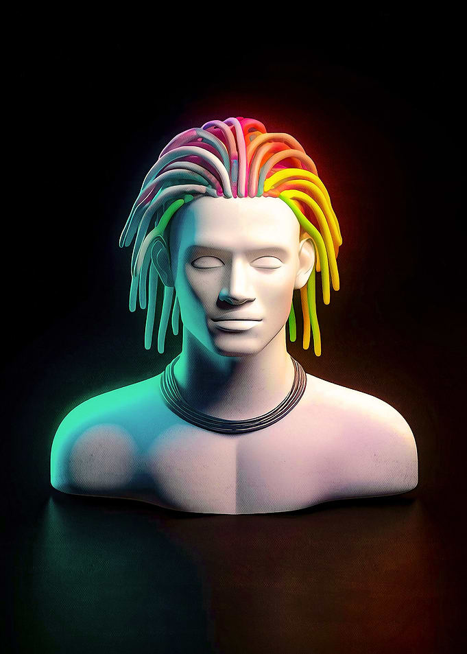Rainbow Dreads Bust rasta emoji