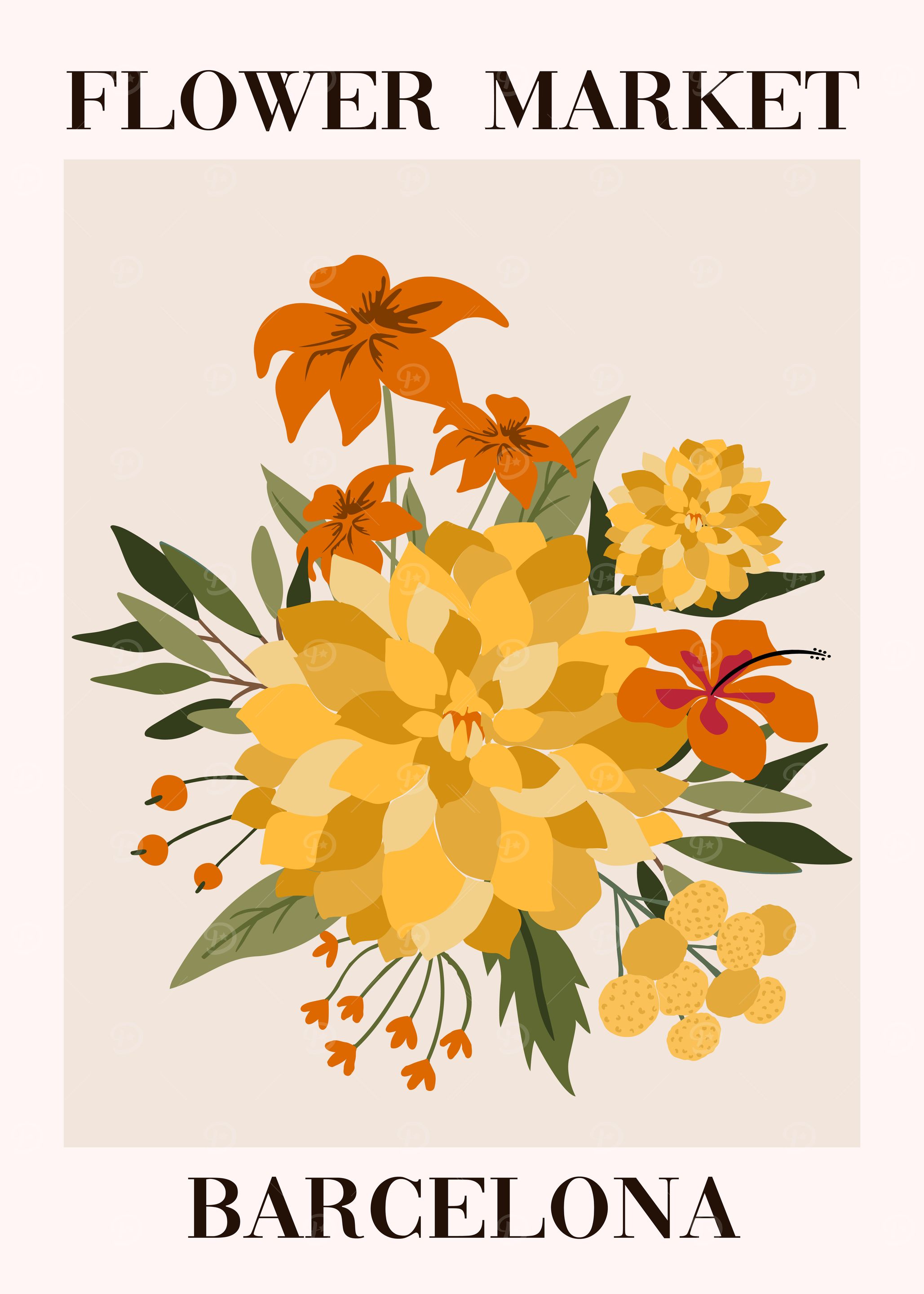 Barcelona Flower Market Poster