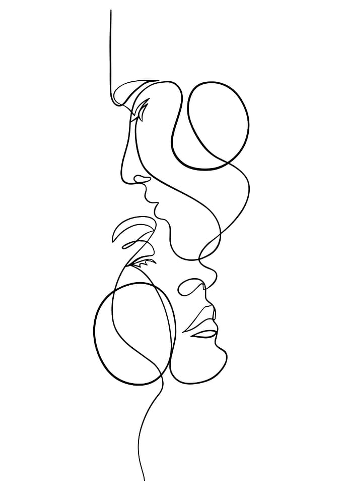 Line Art kiss Portrait
