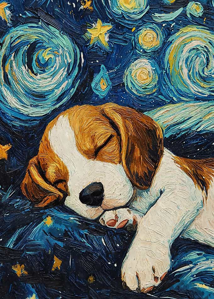 Beagle Puppy Starry Night