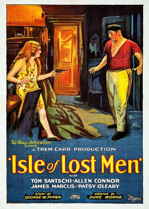 Isle of Lost Men Movie Poster — vintage film art printed on metal
