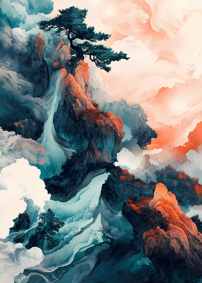 Mountain Dreamscape Landscape Bonsai Clouds