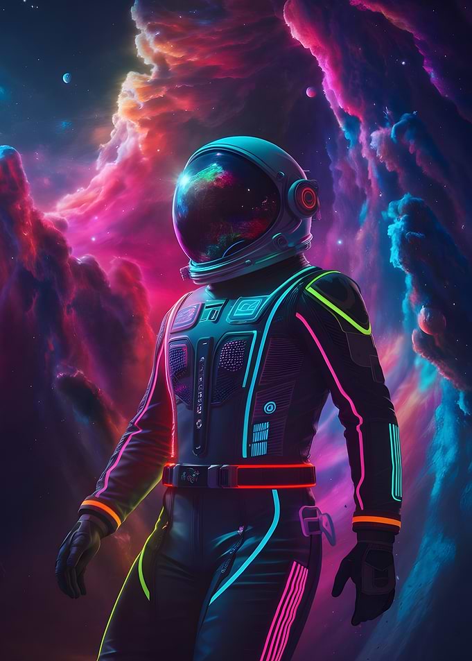 Astronaut in Neon Space