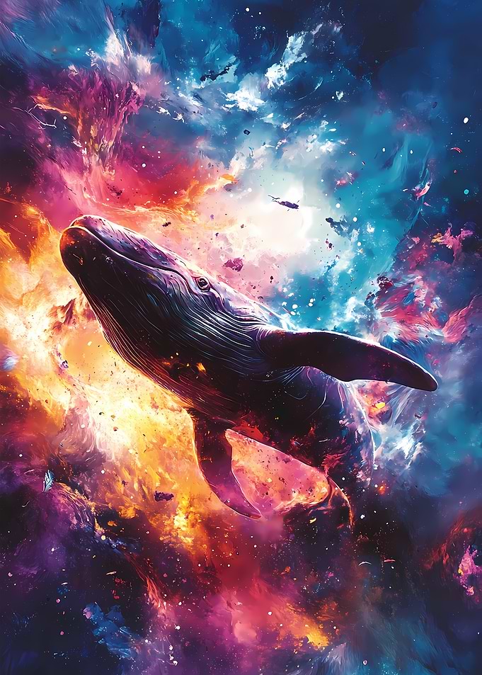 Whale in Space Neon
