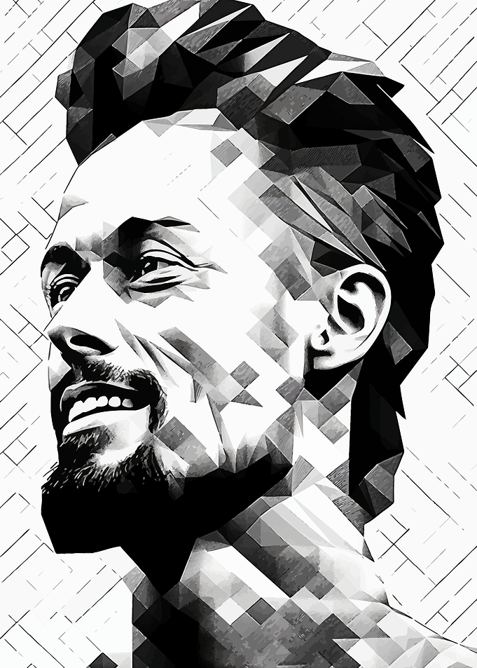 Smiling Man in Geometric Style