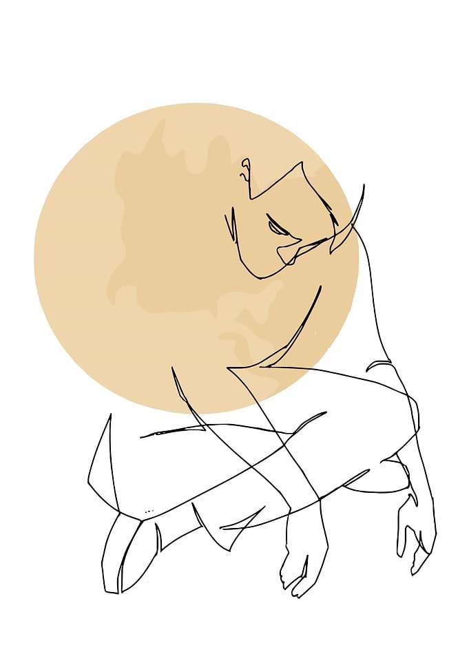 Sad man Line Art