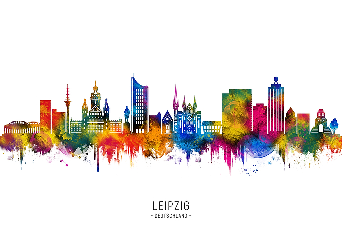 Leipzig Skyline Watercolor