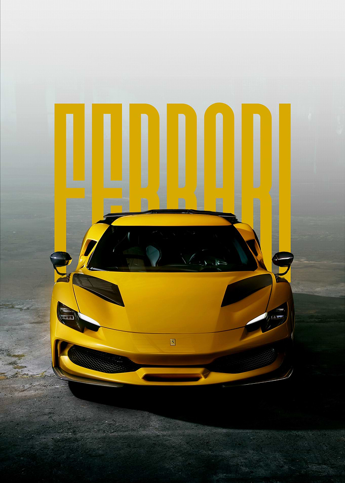 Yellow Ferrari Sports Car