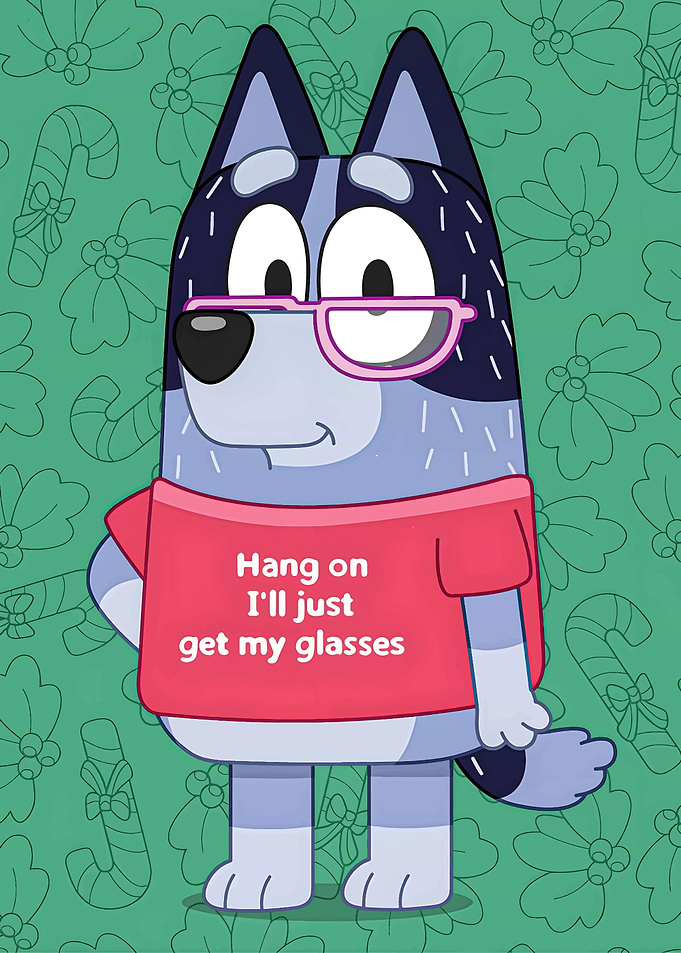 Bluey Dog Wearing Glasses
