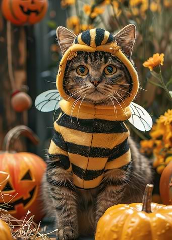 Cat in Bee Costume