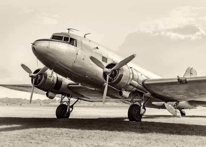 Vintage Airplane on Runway