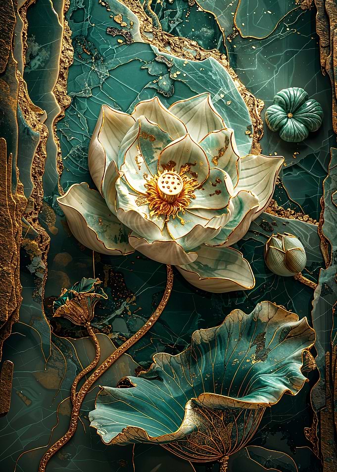 Gold & Jade Lotus