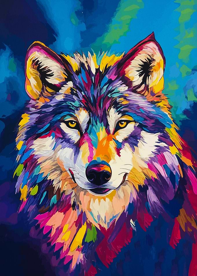 Colorful Wolf Portrait