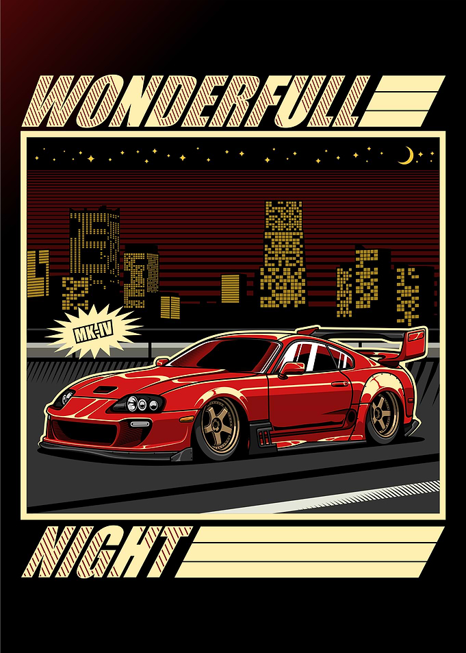Red Supra MK IV Night City