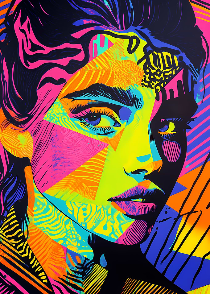 Neon Portrait Andy Warhol Style