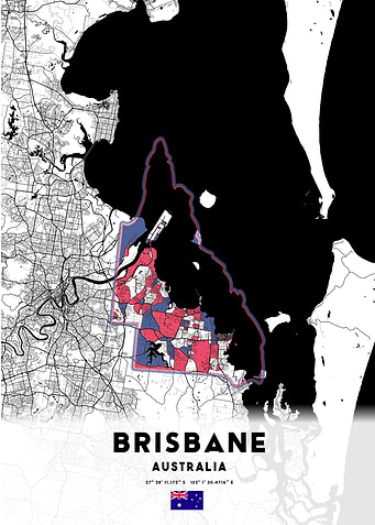 City Map Brisbane, Queensland Australia