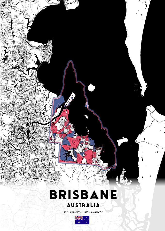 City Map Brisbane, Queensland Australia