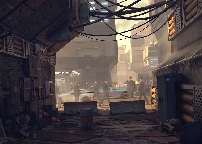 Cyberpunk City Alley