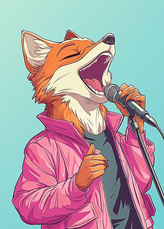 Singing Fox in Pink Jacket