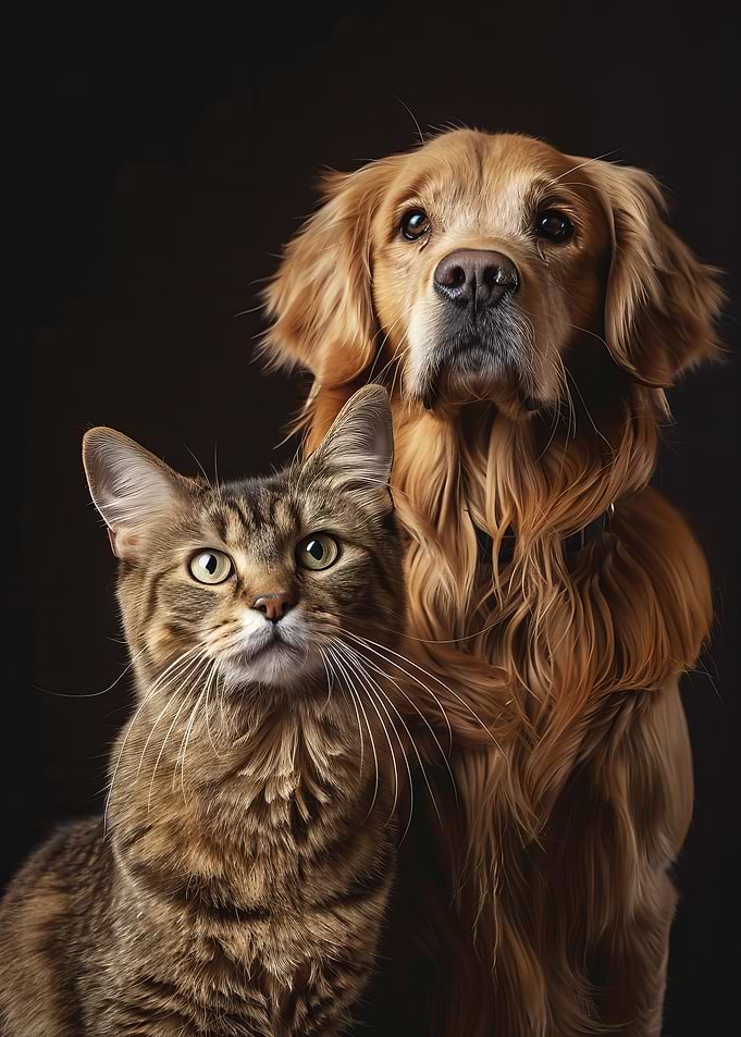 Golden Retriever and Cat