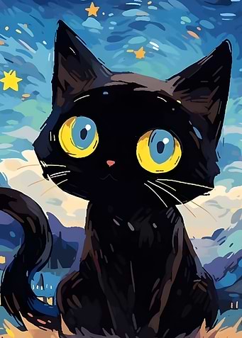 Black Cat with Big Eyes