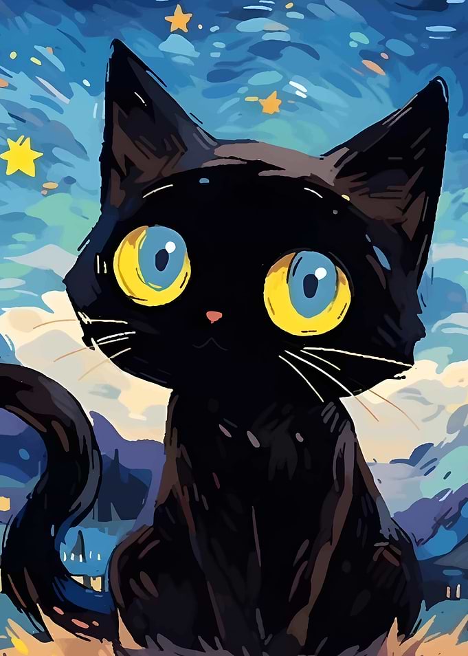 Black Cat with Big Eyes