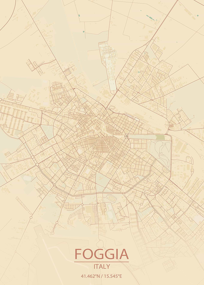 Foggia Italy Vintage Style City Map