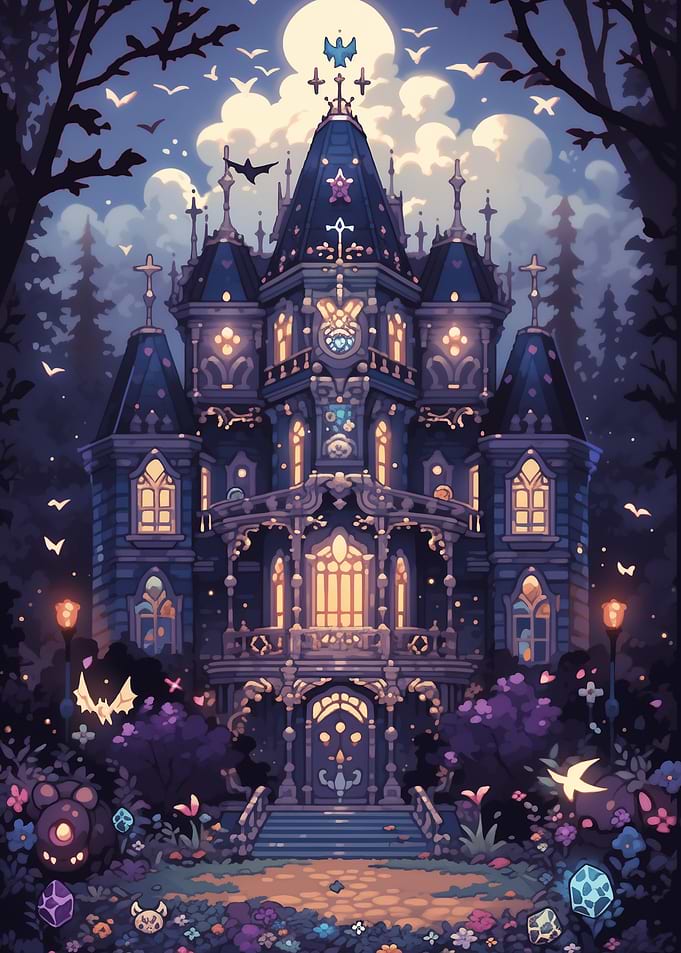 Enchanted Mansion at Night