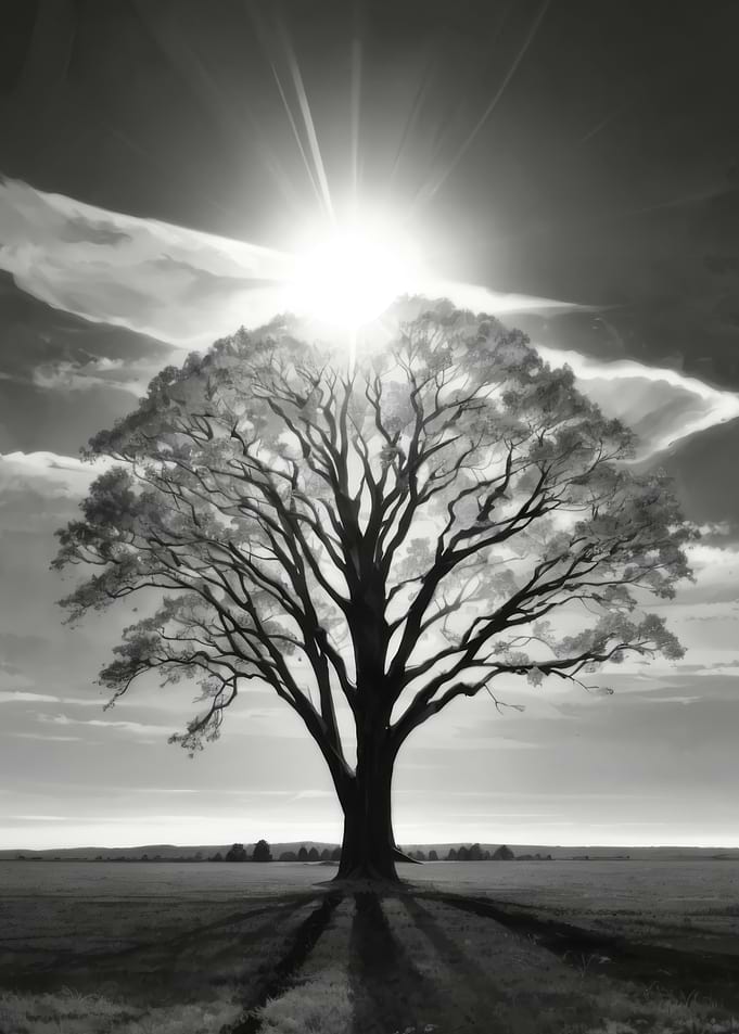 Silhouette Tree and Sun