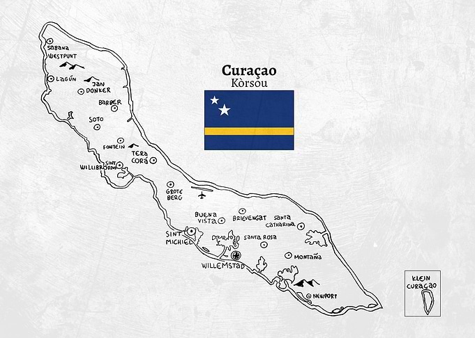 Handdrawn Map of CuraƧao