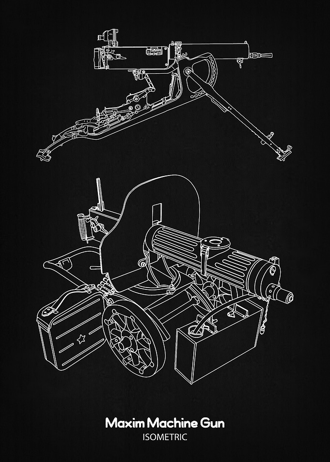 Maxim Machine Gun Isometric