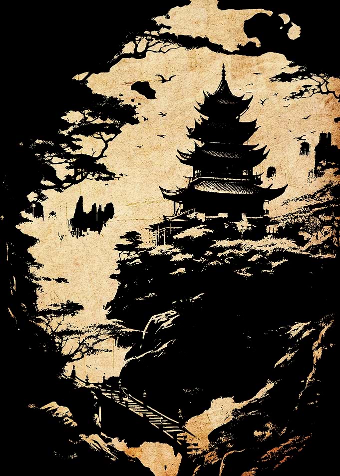 Japanese Pagoda Silhouette