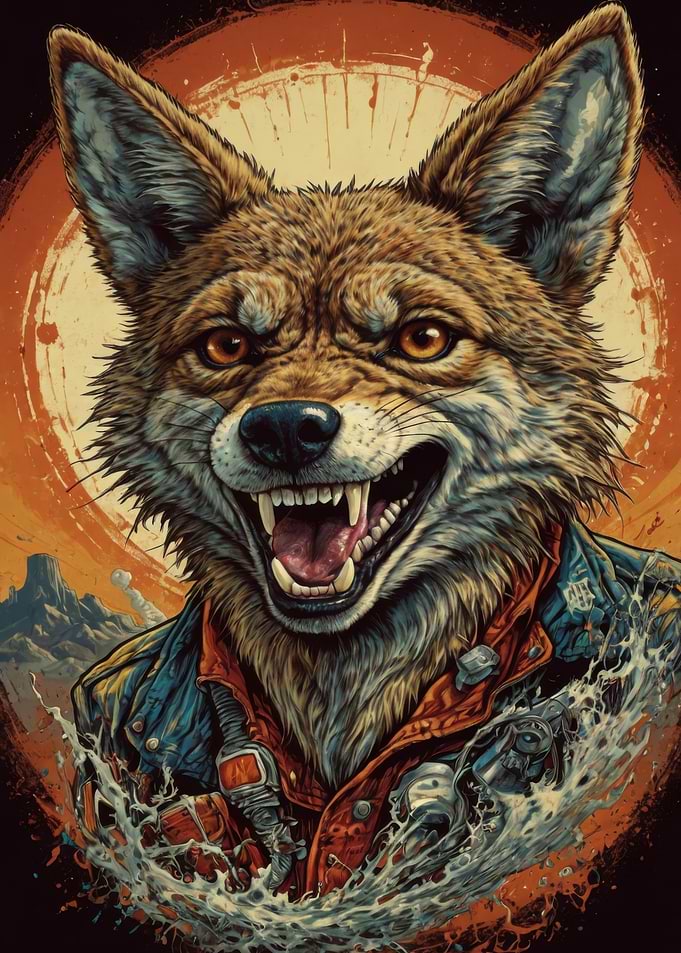 Coyote in Leather Jacket