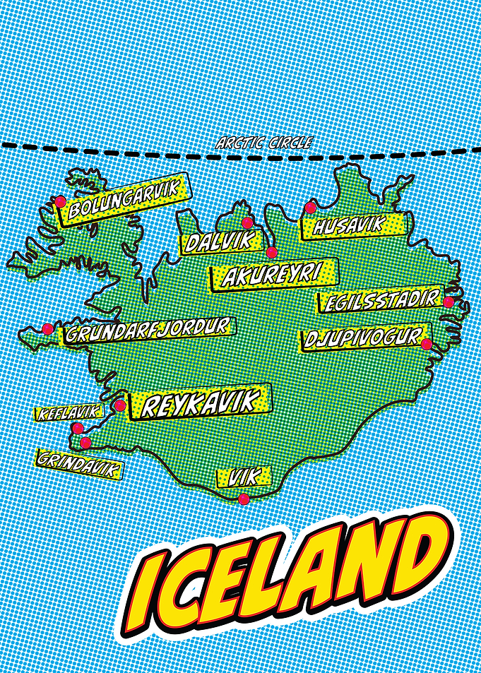 Iceland Map Pop Art