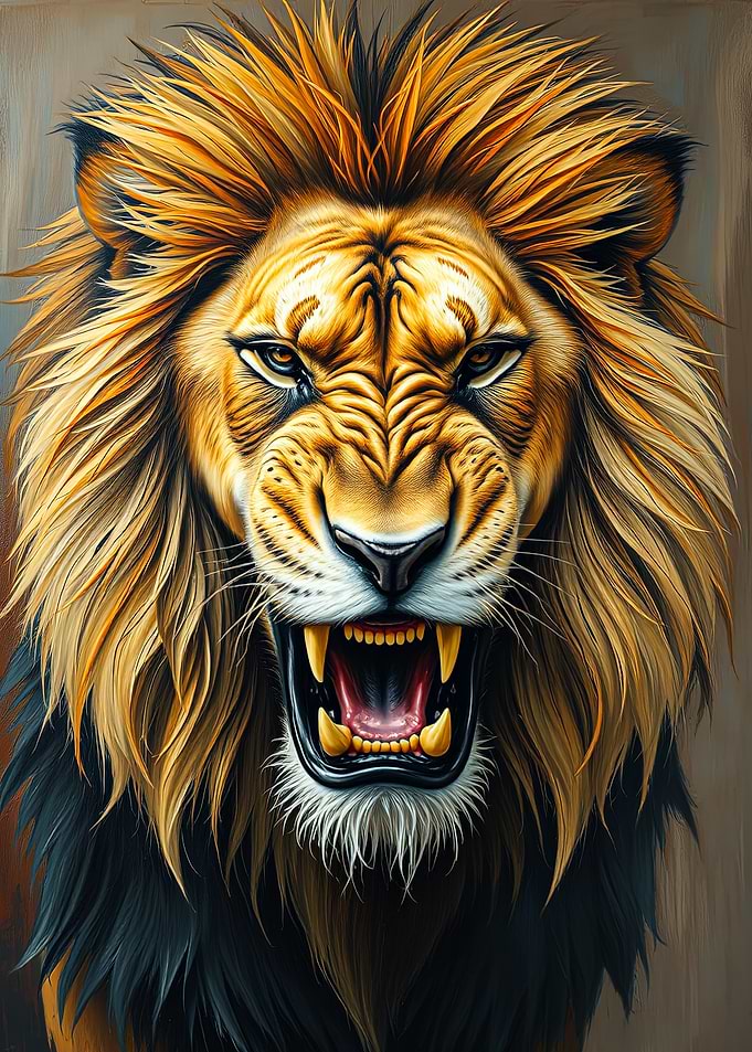 Roaring Lion Oil Portrait