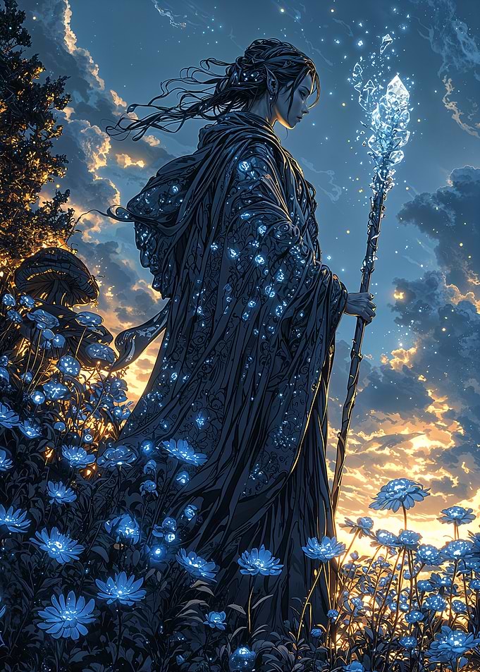 Elven Mage in a Field