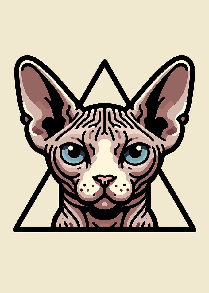 Minimalist Sphynx Cat in a Triangle