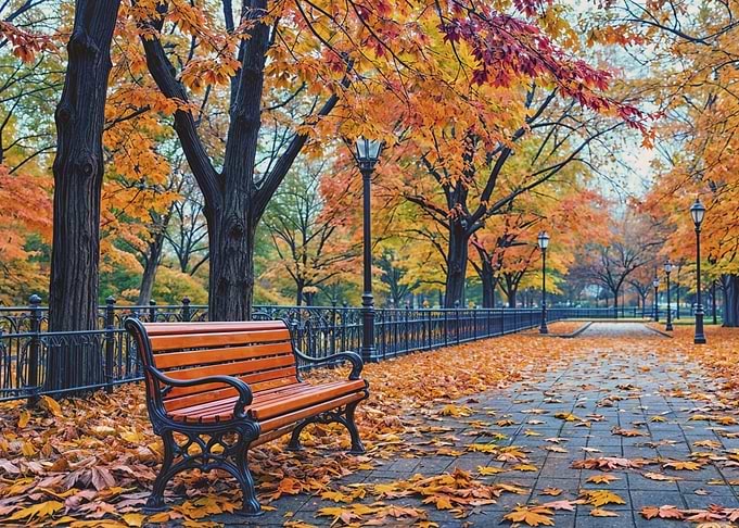 Autumn Park Bench
