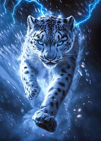 Snow Leopard with Lightning
