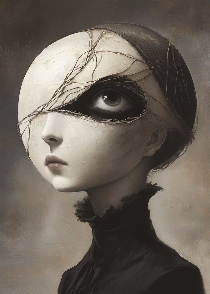 Mysterious Portrait with Veiled Eye