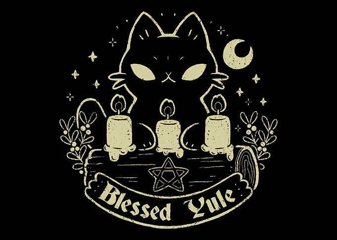 Blessed Yule Black Cat